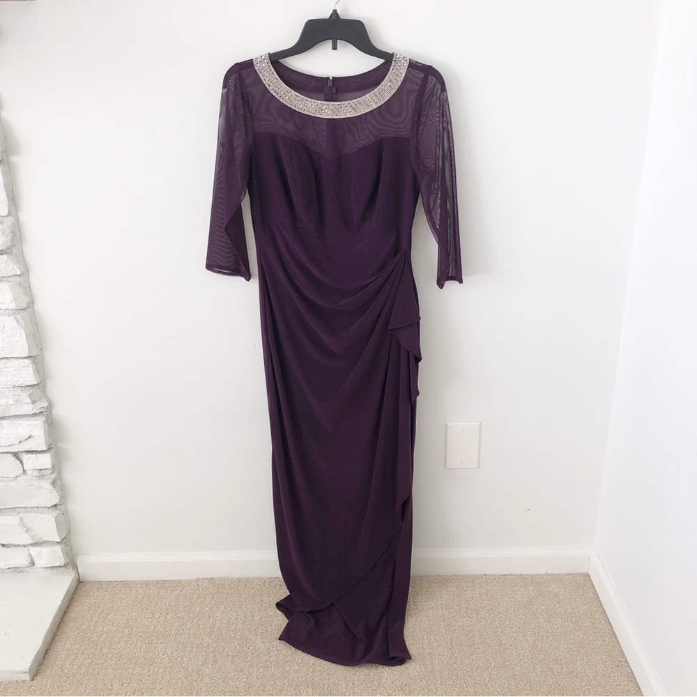 Alex Evenings Purple 3/4 Sleeve Gown